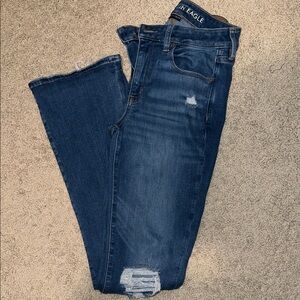 American Eagle Outfitters Women's Dark Blue Straight Leg Jeans